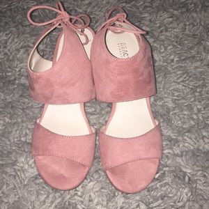 Back-lace Pink Suede Sandals
